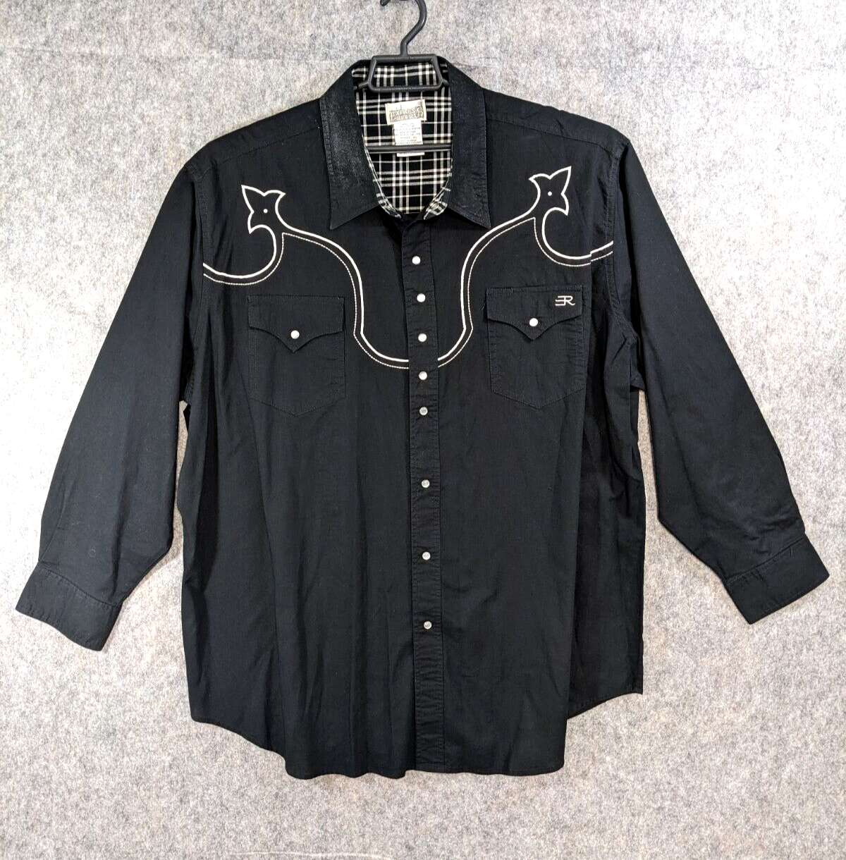 トップス Discharge COWBOY Shirt / Black Discharge Express Rider Shirt Mens 3XL Black White Pearl Snap Western