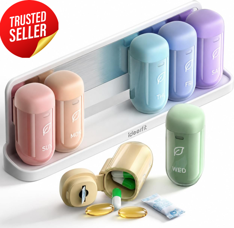Pill Organizer Weekly Magnetic Rainbow