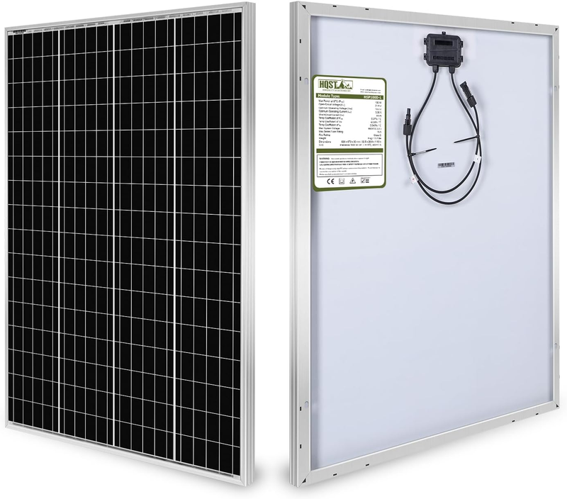 HQST 100 Watt Monocrystalline Solar Panel High Efficiency Mo