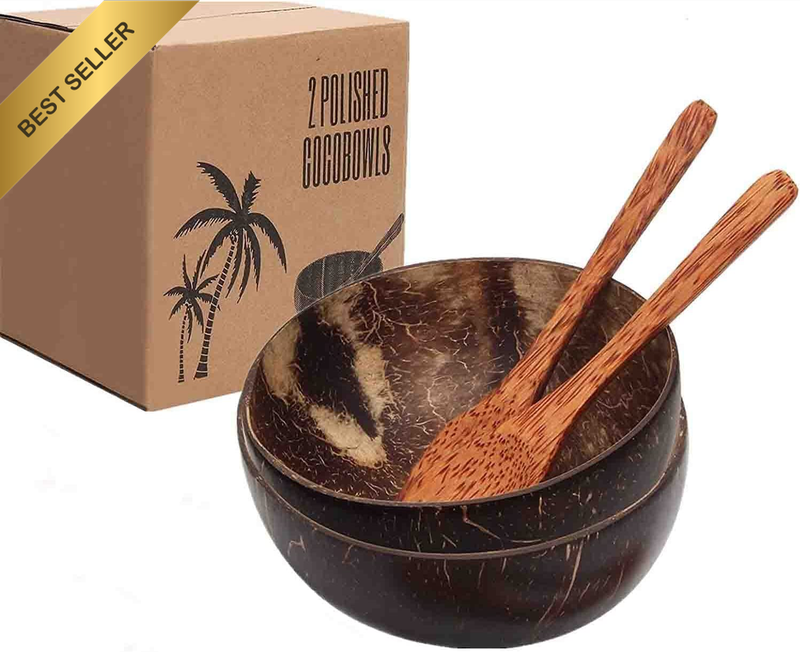 Natural Coconut Bowls for Smoothies, Acai, Buddha Bowl, Salads, Soup and Snacks-