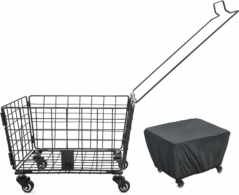 Rear Bike Basket for Adult Tricycles with 2 Waterproof Covers & 4 Wheels, Large
