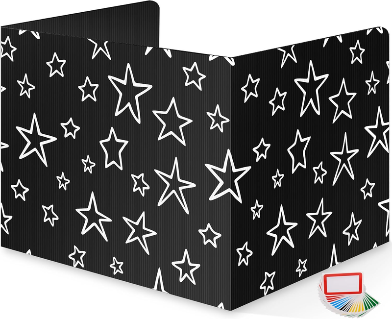 22-Pack Desk Dividers for Students - Star, Durable & Waterproof Plastic Study Carrel Divider, Classroom Folders Teacher Supplies, Easy-To-Clean Plastic Privacy Shield Folder Boards for Student Desks