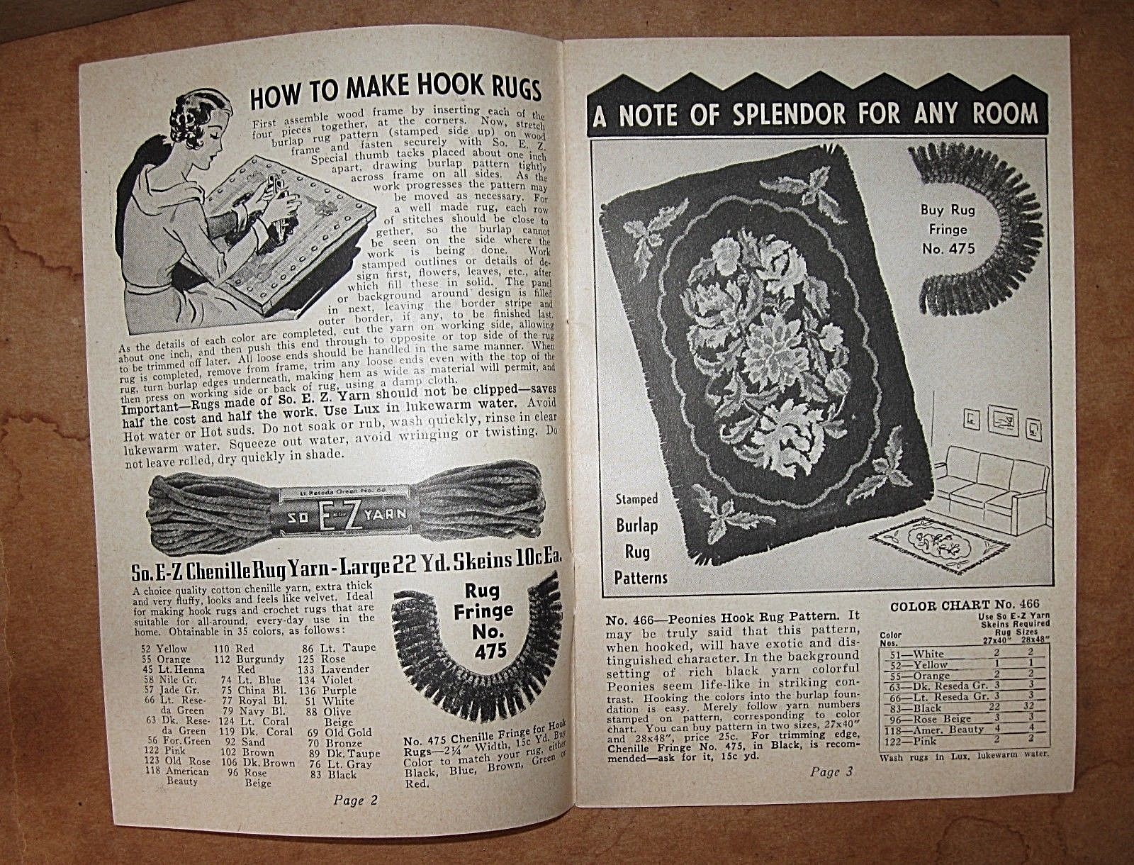 Vintage 1941 Fixler WONDER ART Crochet Hook Rug Pattern CATALOG