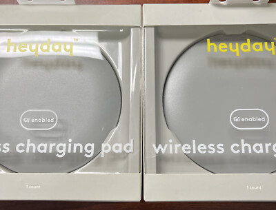 Heyday Qi Enabled 5W Wireless High Speed Charging Pad Grey 2 Pack