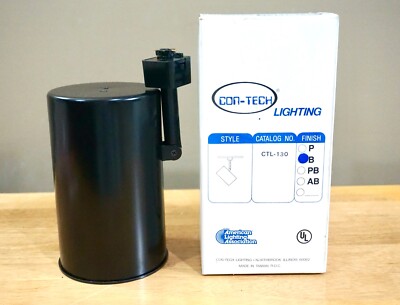 Con-Tech Lighting CTL130 Line Voltage Flat Cylinder Track Light Fixture, Black