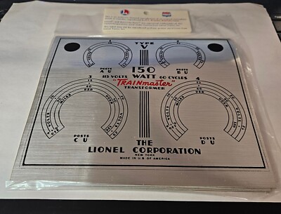 LIONEL TYPE V TRAINMASTER TRANSFORMER ADHESIVE DECAL LABEL NEW AUTHORIZED LIONEL