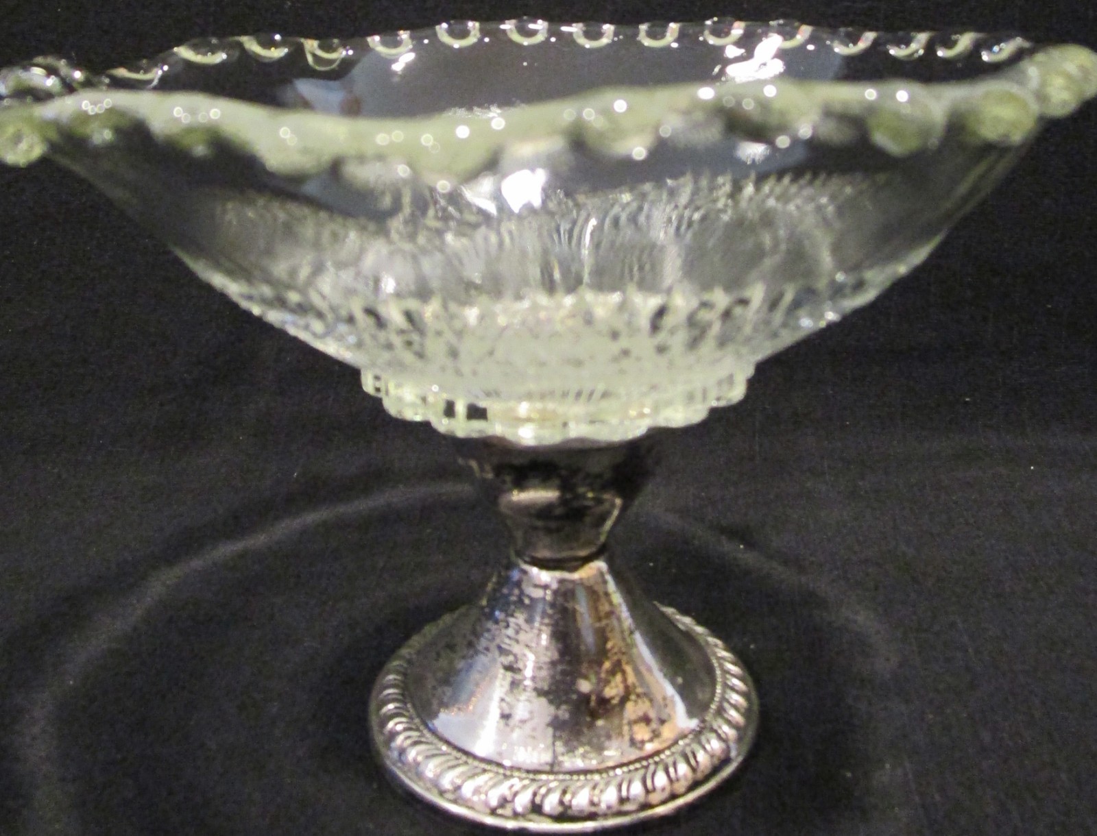 Vintage Duchin Creation Sterling Silver Weighted Pressed Glass Candleabra