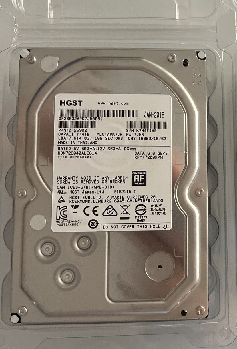 HGST Deskstar NAS HDN726040ALE614 4TB 7200RPM SATA3 6Gbps HGST Deskstar NAS HDN726040ALE614 4TB 7200RPM SATA3 6Gbps