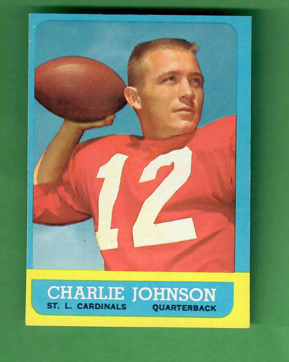 1963 TOPPS FOOTBALL #146 CHARLIE JOHNSON - ROOKIE CARD - SHORT PRINT NEAR MINT. rookie card picture