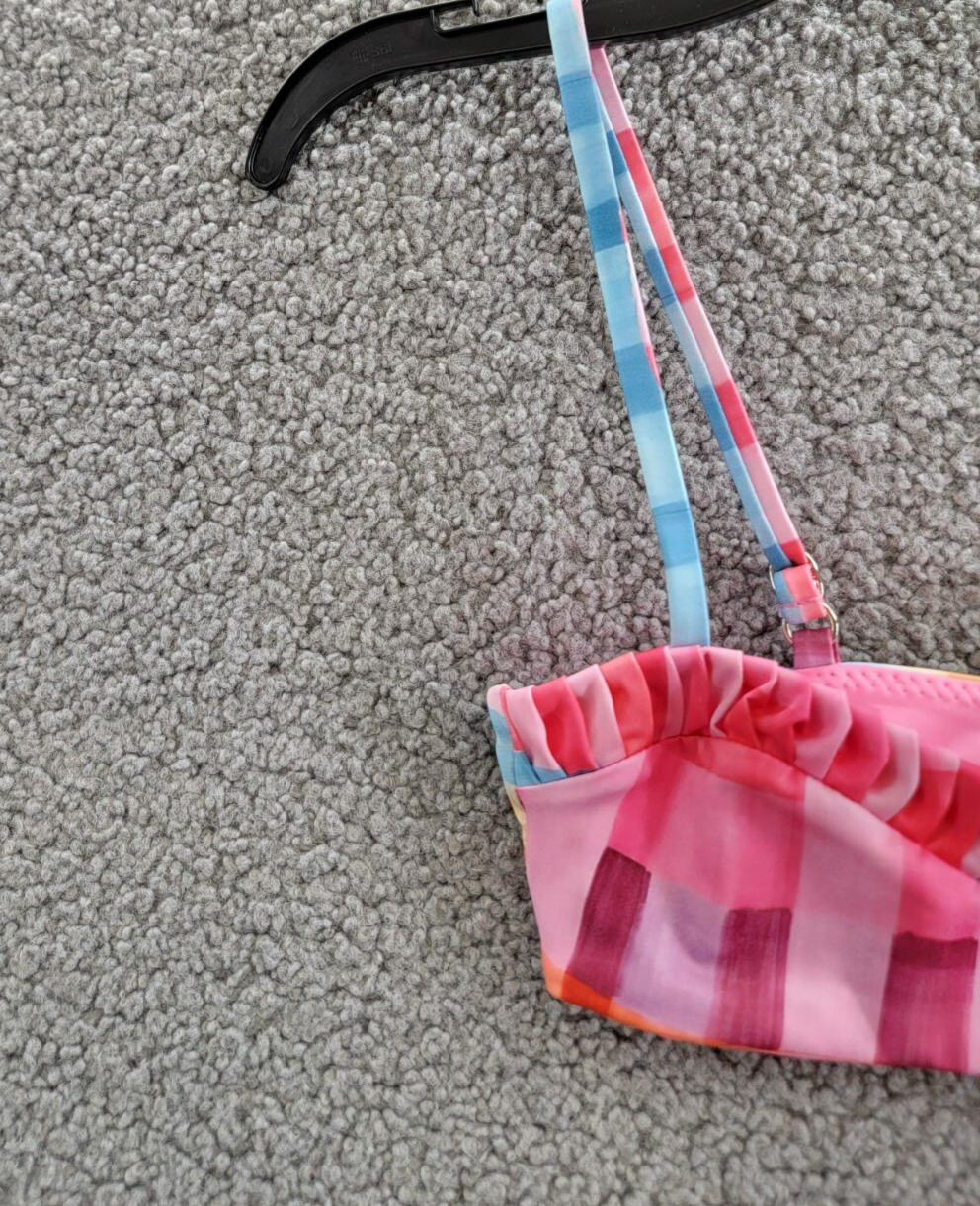 Peixoto Emmy Two Piece Swim Suit Girls' 8 Multi Check Adjustable Straps Pullover - Picture 5 of 23