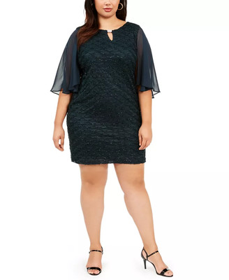 Connected Plus Size Capelet Sheath Dress 1B 1627