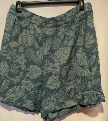 Sonoma Women's Floral Shorts Mid Rise Hits Midthigh ~ Green or Orange Rayon ~ 4X