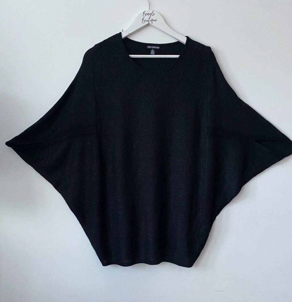 Nina Leonard Dolman Sleeve Sparkly Jumper  S, M, L, 2XL Black or Grey - Picture 1 of 10