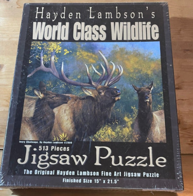 Hayden Lambson's World Class Wildlife 513 Piece Puzzle Ivory Challenge 2000 NOS