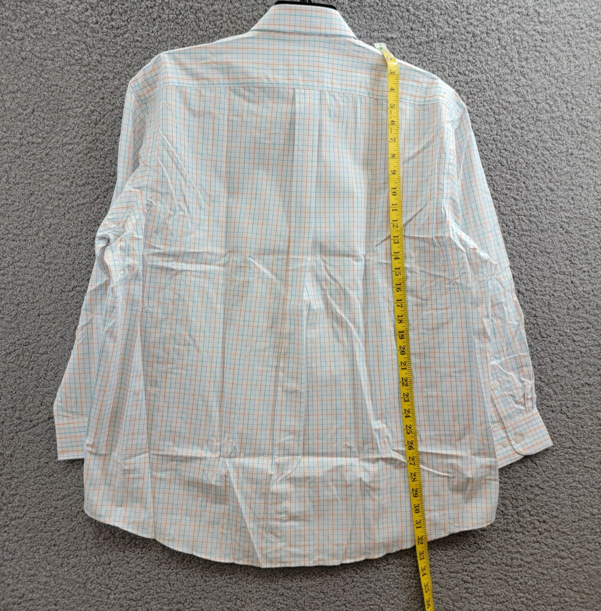 Club Room Regular Fit Performance Dress Shirt Men's 17.5 32-33 Orange/Aqua L/S - Picture 12 of 16