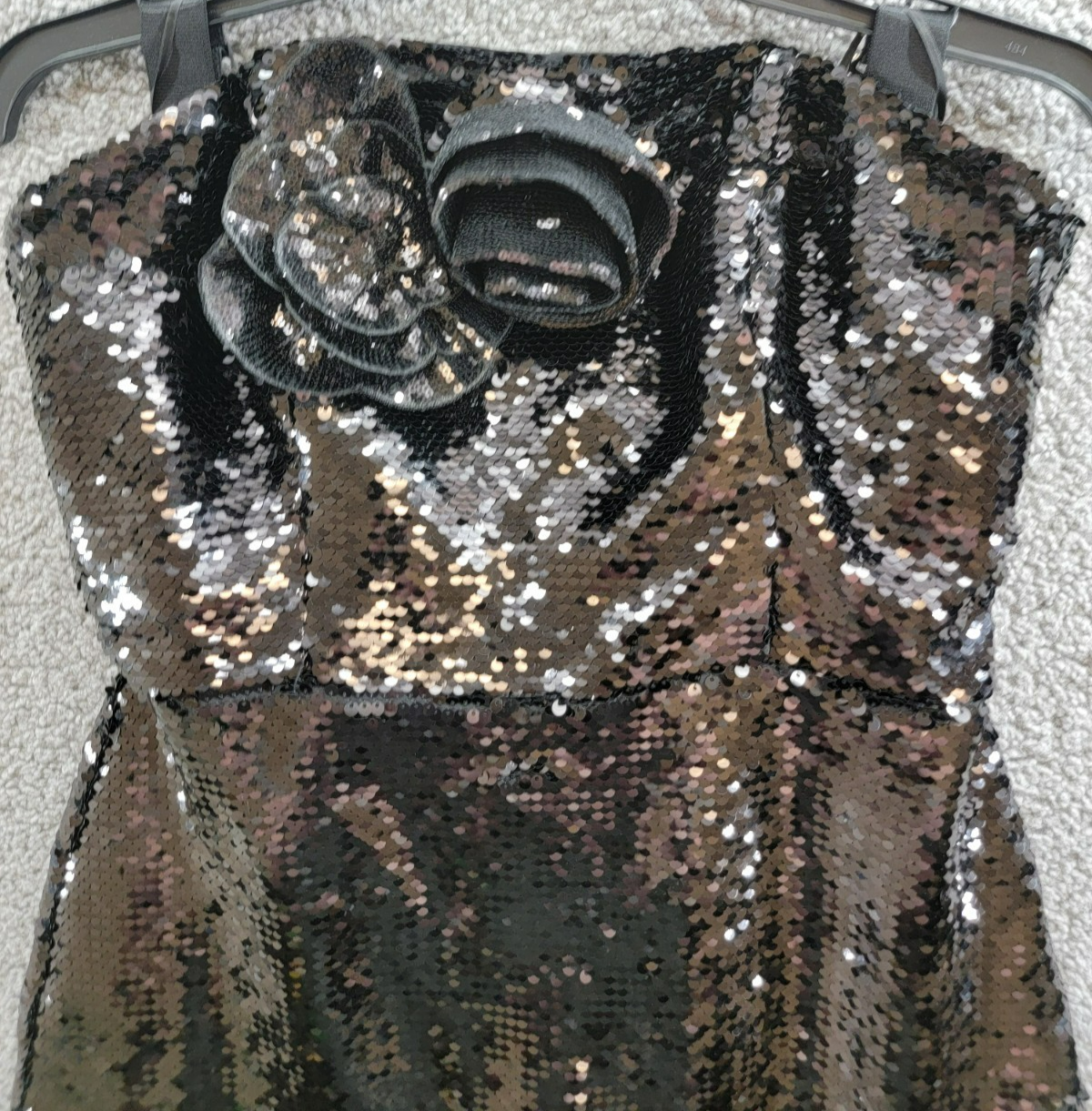 MILLY Sascha Sequin Strapless Mini Dress Women's 4 Black Straight Neck Back Zip - Picture 3 of 18