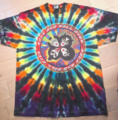 Vintage KISS Rock And Roll Over Alive Worldwide 96 97 Tour Tye Dye XL Shirt 