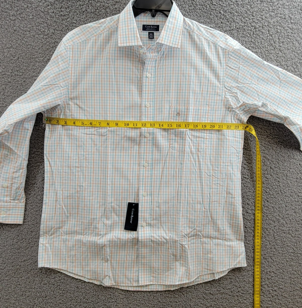 Club Room Regular Fit Performance Dress Shirt Men's 16.5 32-33 Orange/Aqua L/S - Picture 8 of 18