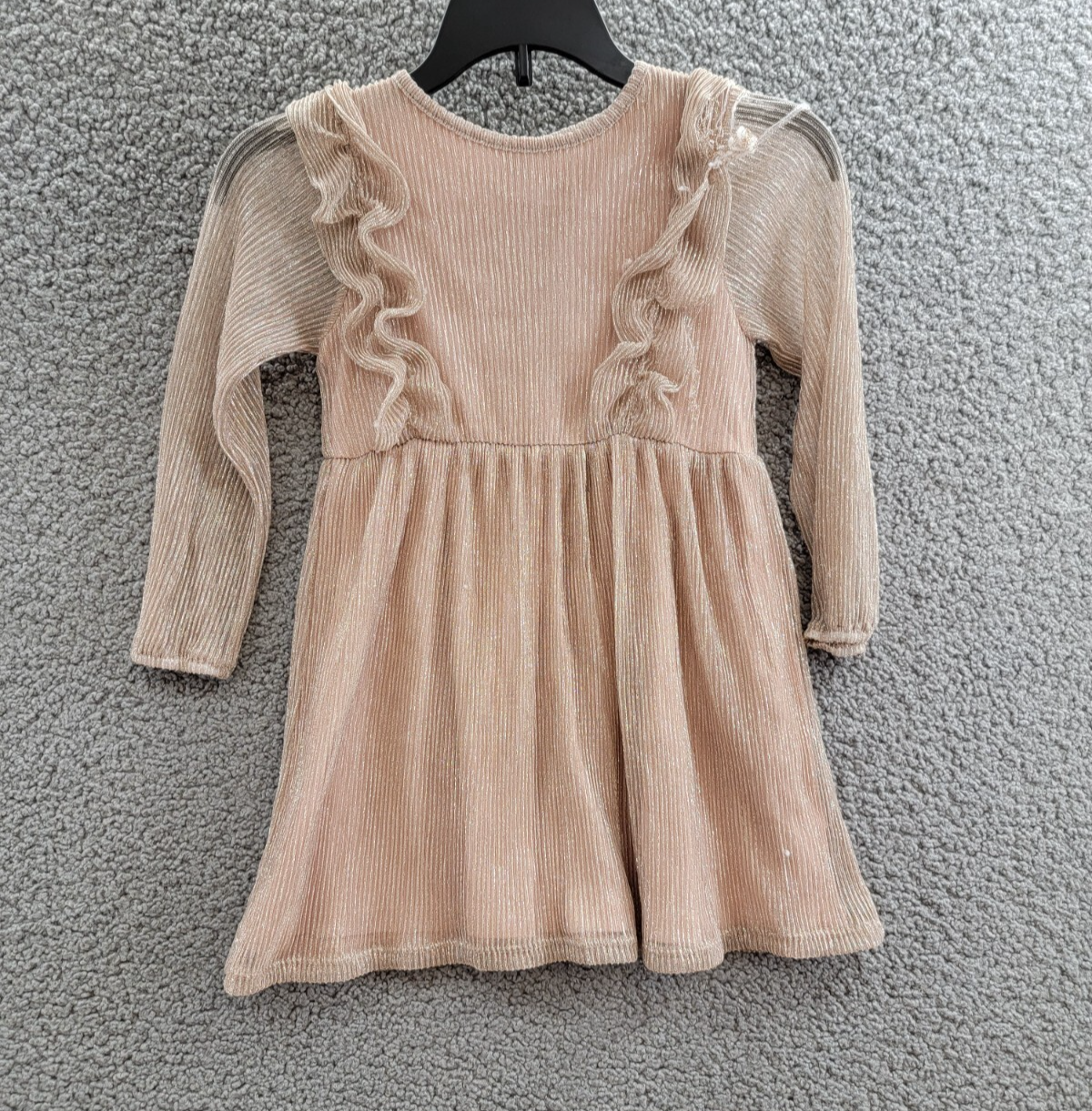 Splendid Glitzy Pleated Tulle Dress Little Girls 2T Champagne Snap Closure - Picture 2 of 17