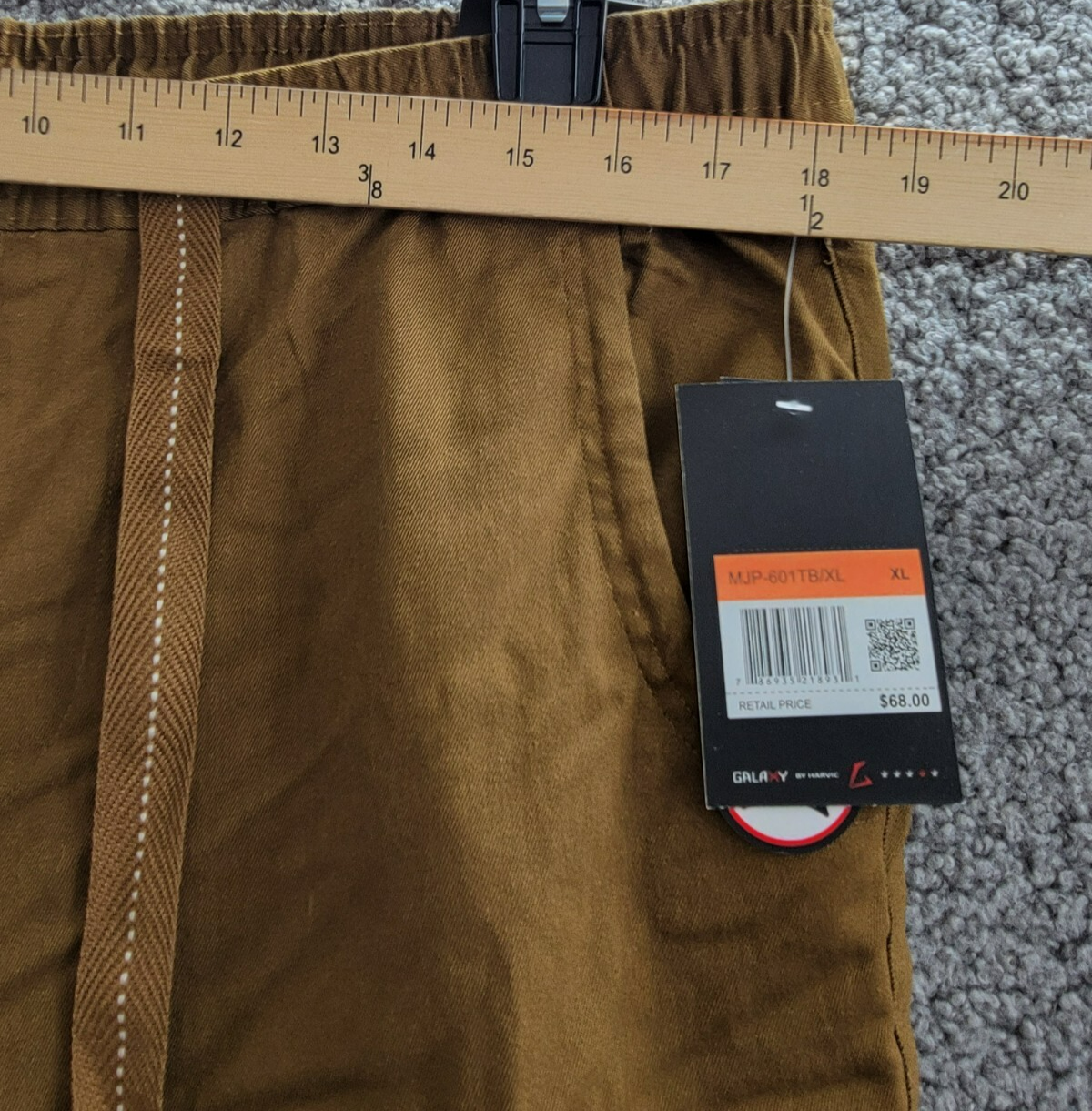 Galaxy By Harvic Basic Stretch Twill Joggers Men's XL Timber Drawstring Waist - Picture 5 of 15