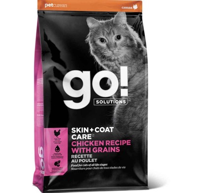 GO! SOLUTIONS Skin + Coat Care - Grain Free Dry Cat Food, 3 lb - Chicken Recipe