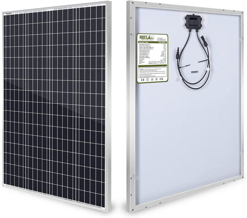 HQST 100 Watt 12V Monocrystalline Solar Panel with Solar Connectors High Efficie