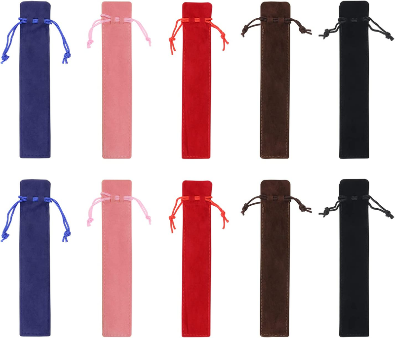 Velvet Drawstring Pen Pouch Bag Single Suede Pen Sleeve Holder Small Case Pencil