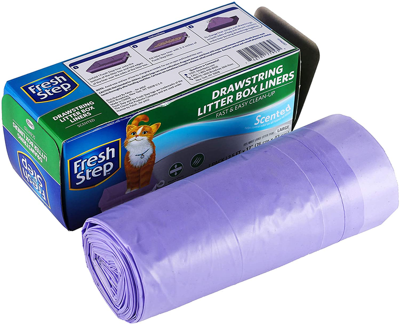 Drawstring Cat Litter Box Liners Fresh Scent Size Large 30 x 17Inch 7 Count