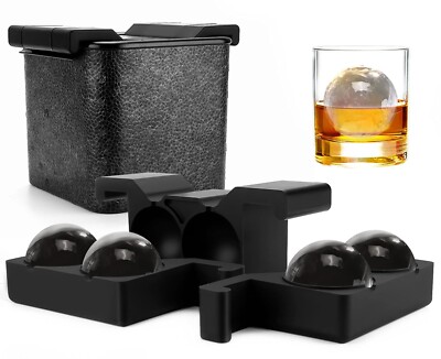Clear Ice Ball Maker Mold Whiskey Ice Ball Maker Large 2.4 Inch Crystal 4 Hole