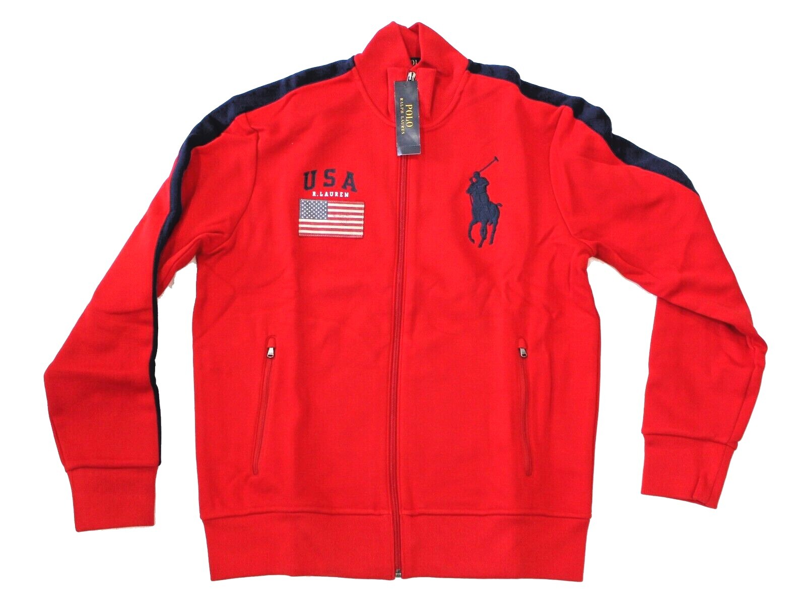 Polo Ralph Lauren Mens Red Full Zip USA Olympic Stadium Big Polo Ralph Lauren Mens Red Full Zip USA Olympic Stadium Big