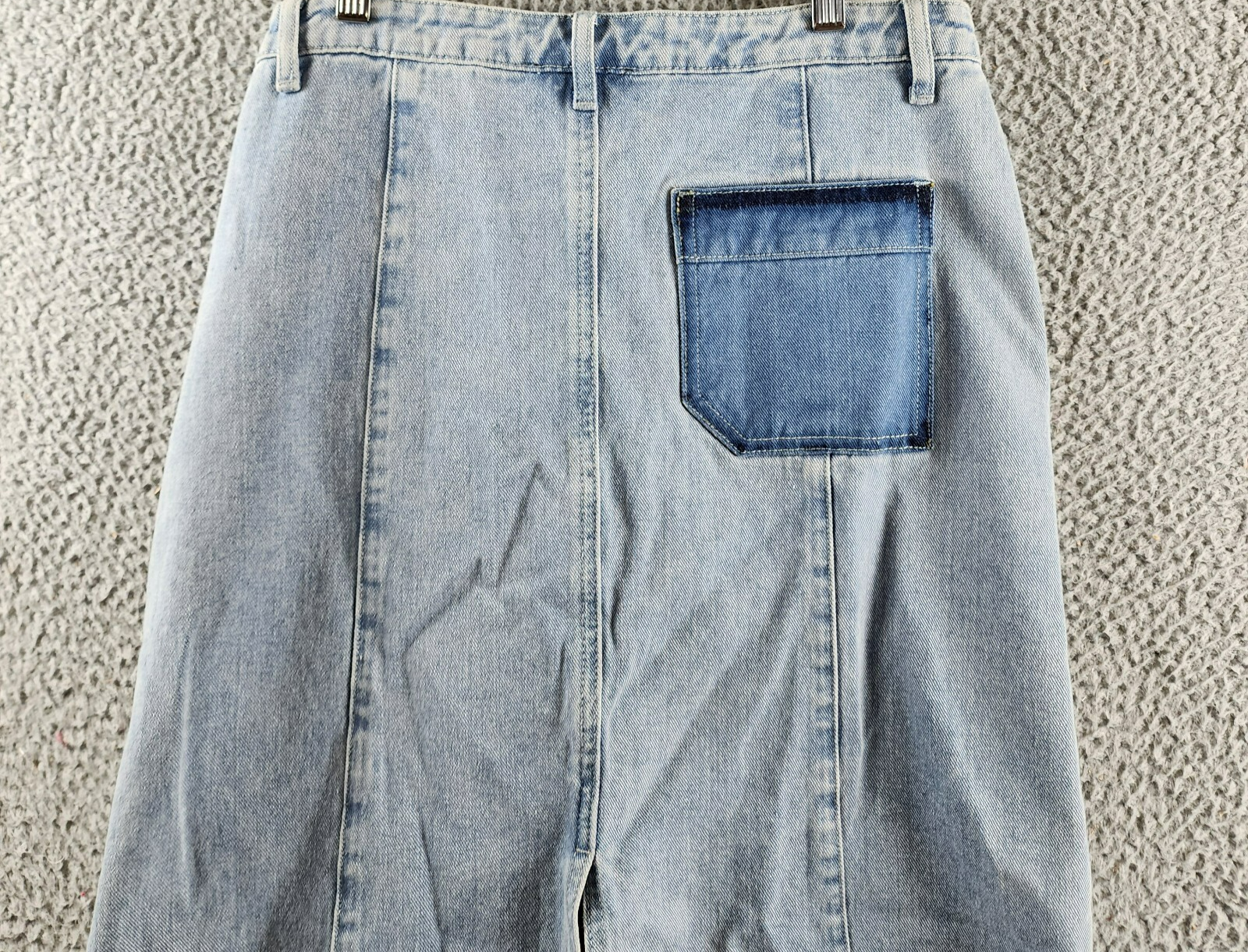 Gracia Straight Cut Midi Denim Skirt Women's L Blue Side Pockets Button Zip - Picture 13 of 15
