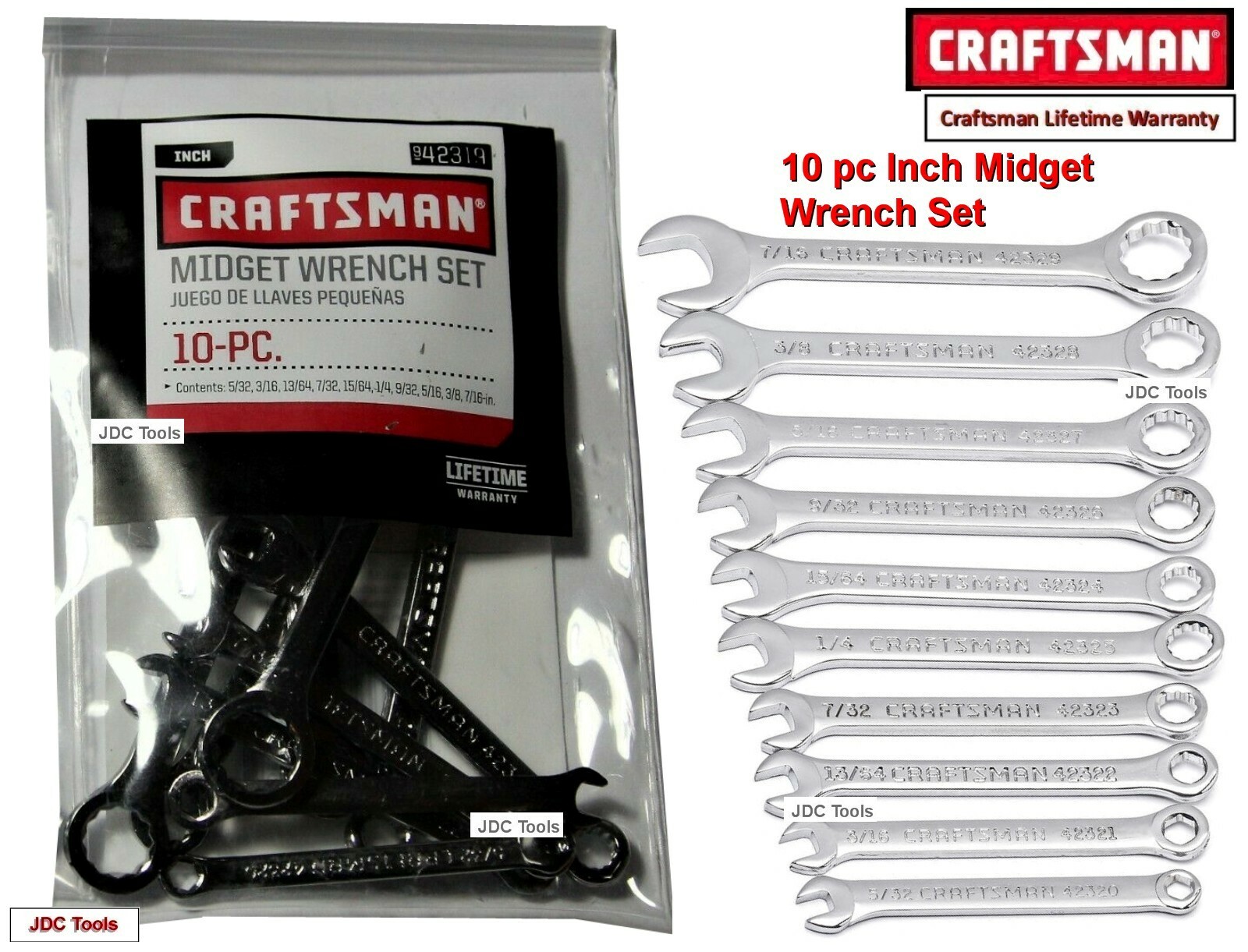 Craftsman 10 Pc Ignition Sae Midget Wrenches Set Wrench Tools