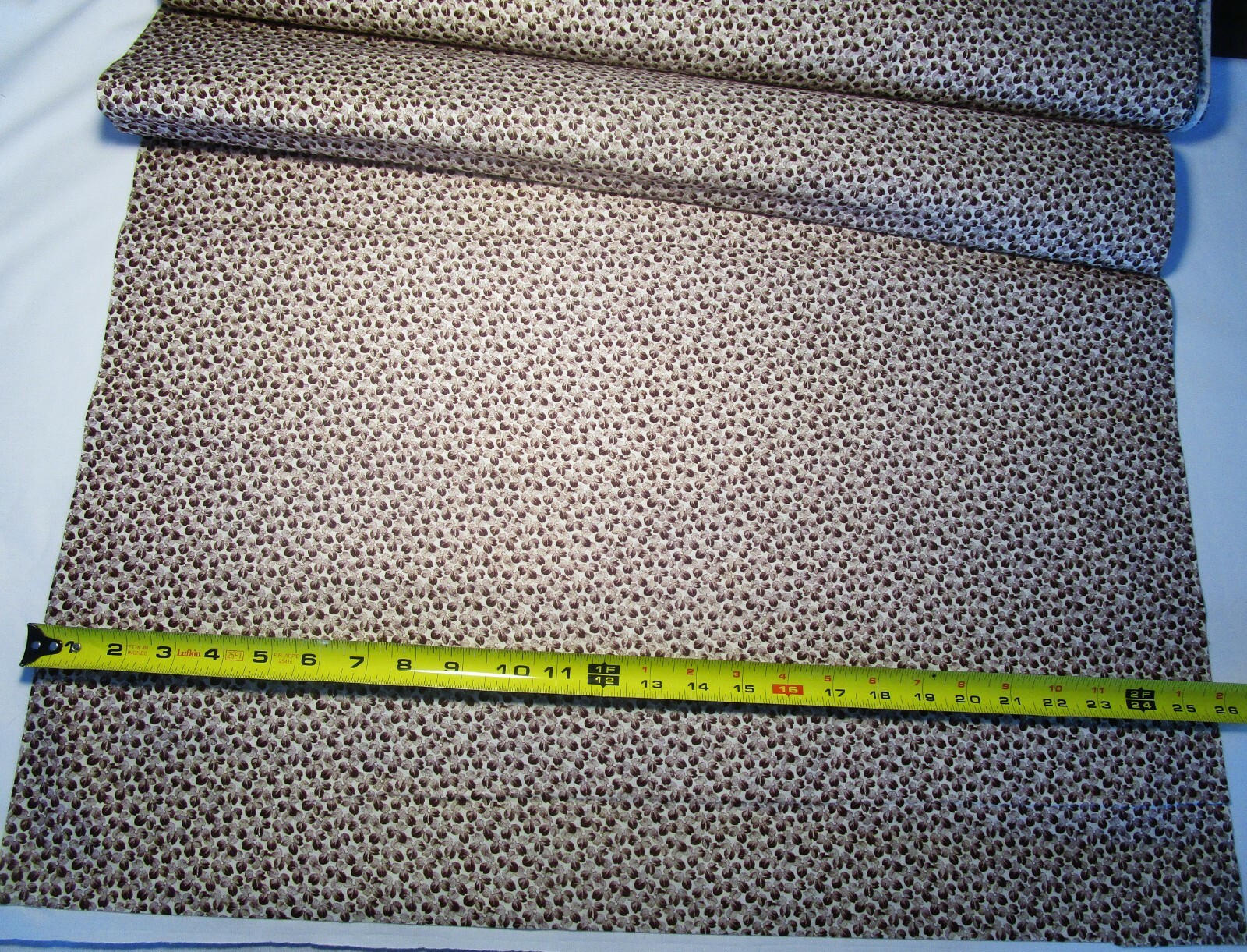 Antique Fabric Picotage Leaf Print-Madder Unused 26