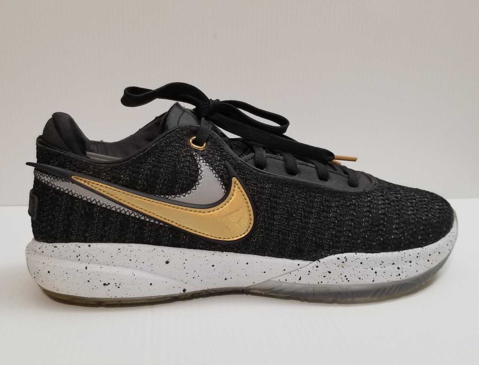 Nike LeBron 20 Black Metallic Gold White Basketball Sneakers Men's