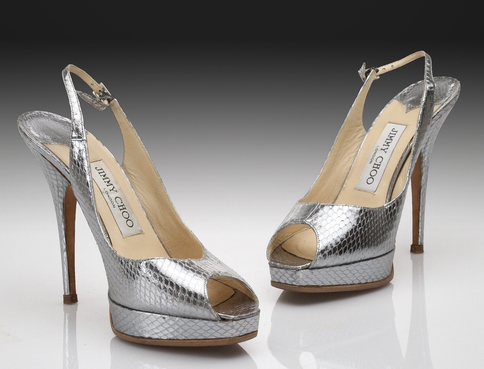 JIMMY CHOO ハイヒール 35 ホワイト/スネークスキン Jimmy Choo, Silver Snakeskin, Platform Heels – Size 7 | eBay