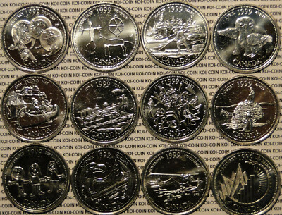 1999年発行のカナダ未流通コインセット Brilliant Uncirculated 1999 Canada Millennium 12 Quarter 25