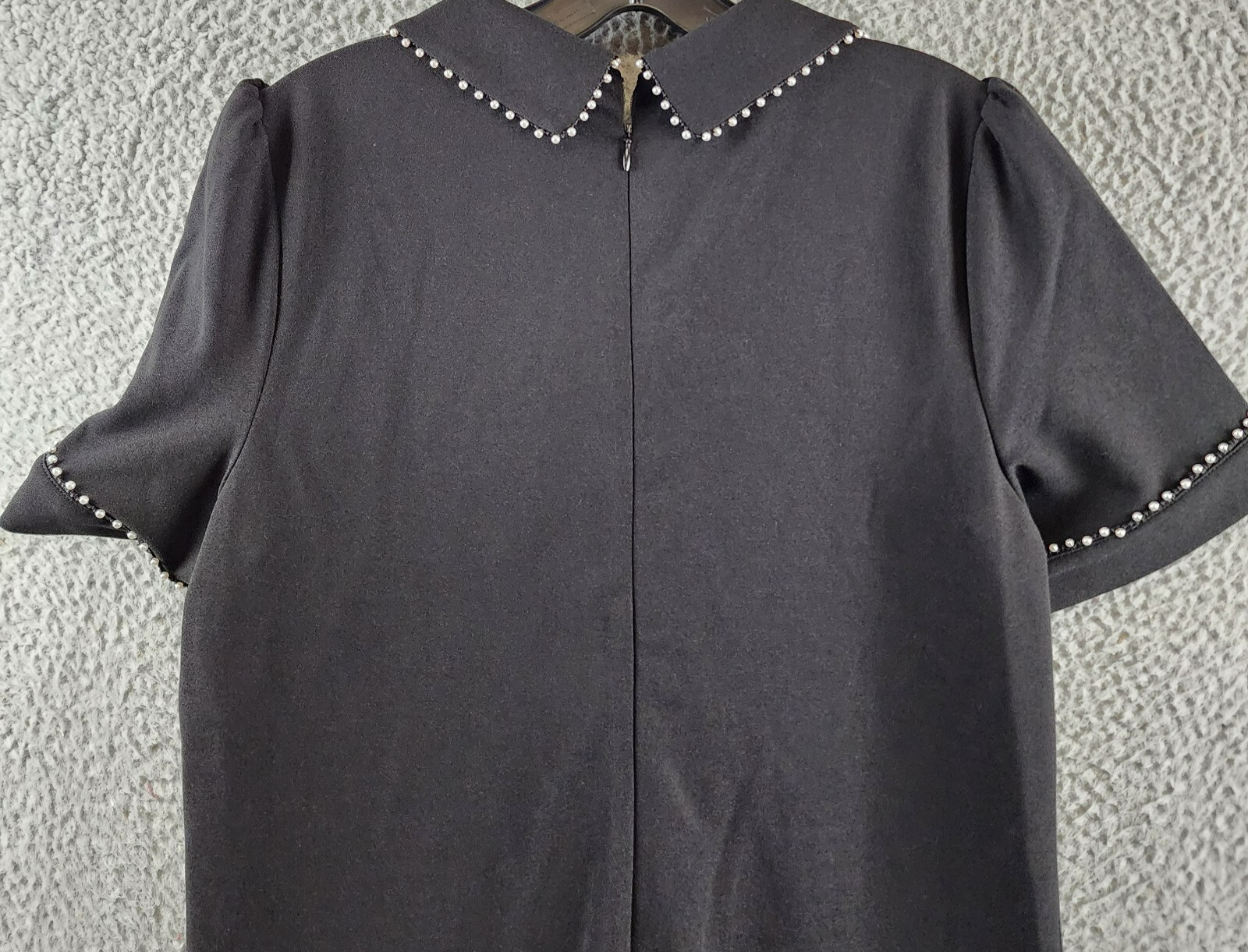 Julia Jordan Imitation Pearl Trim Stretch Jacquard Shift Dress Women's 12 Black - Picture 12 of 14