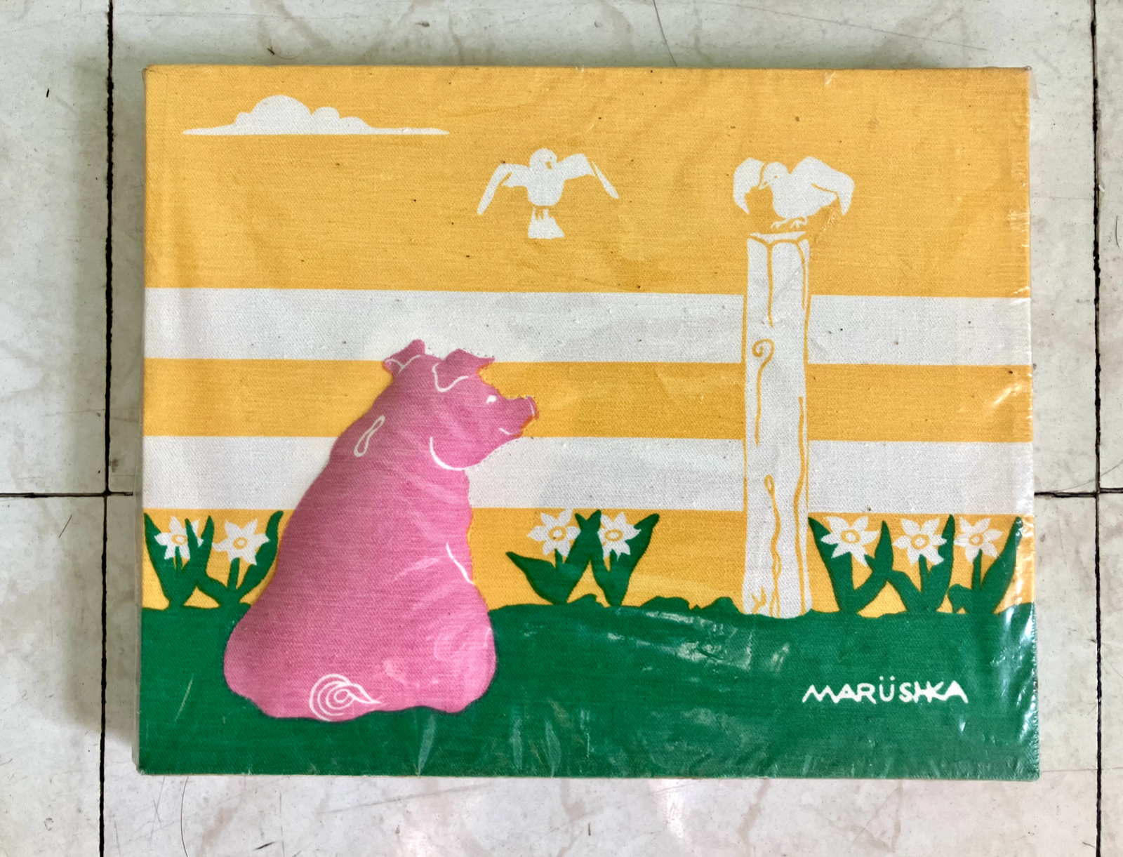 全国宅配無料 Textile MARUSHKA 70's RARE Vtg NEW Wall 3d Print Screen Art 版画