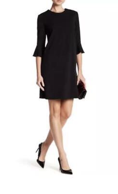 179$ ABS Collection by Allen Schwartz Women Black Ruffle Dress Large L US 10 12