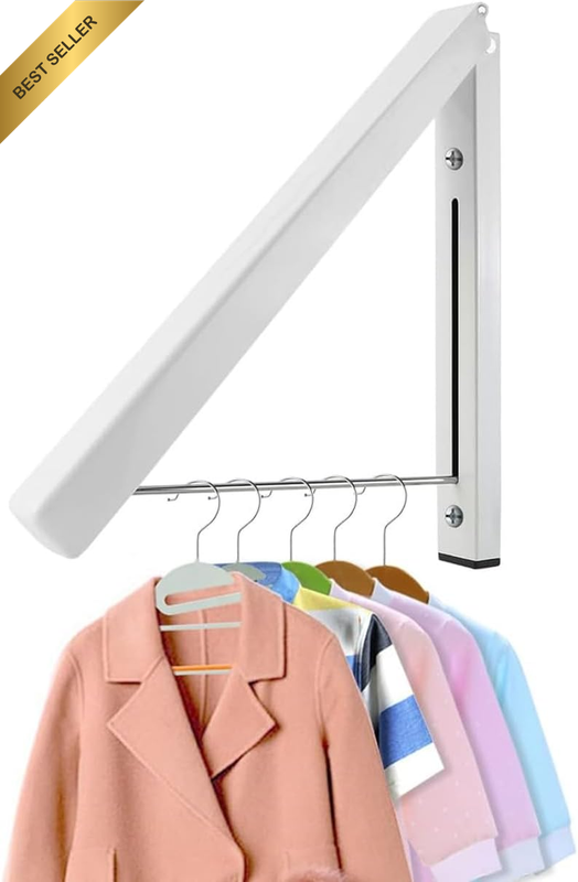 Foldable Drying Rack Wall Mounted Laundry Clothes Hanger Plastic Rounded Corners