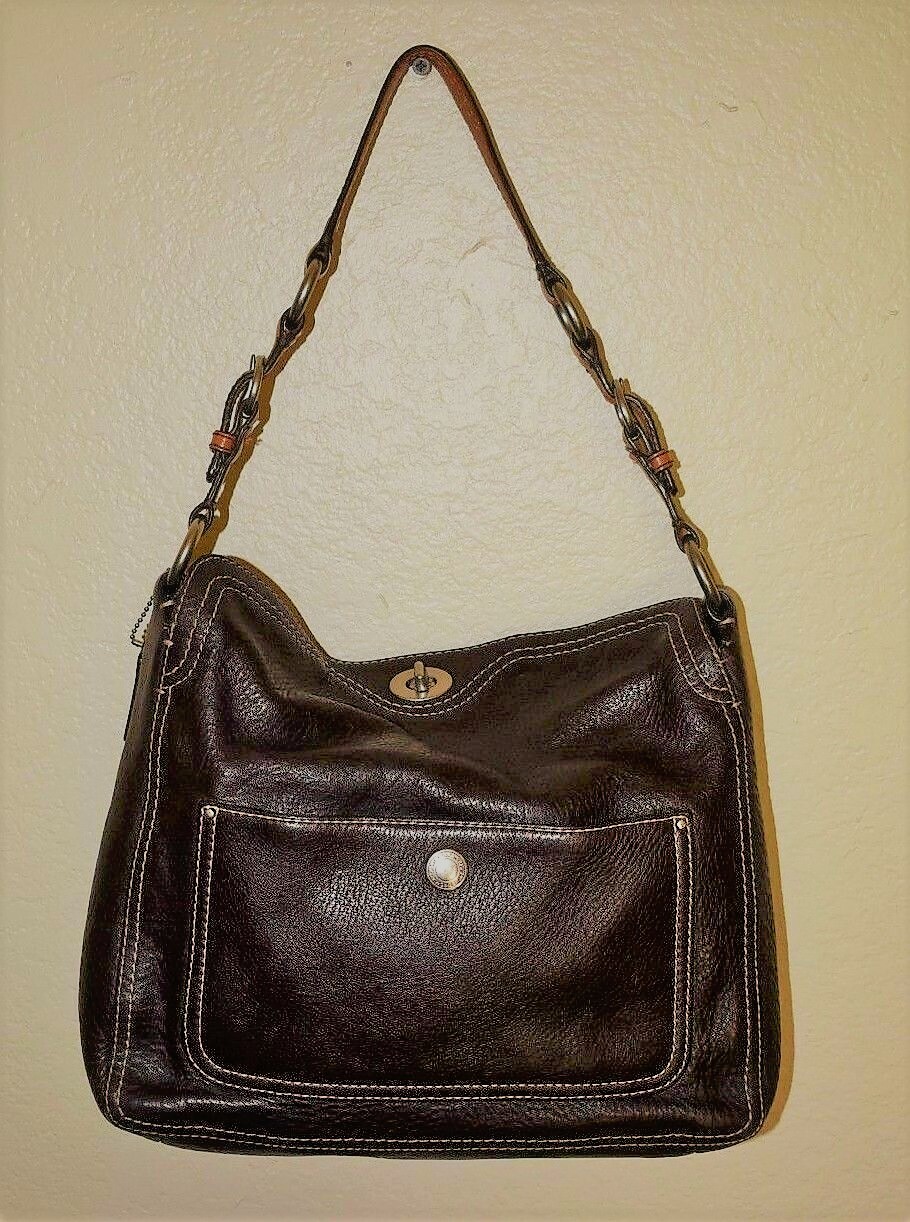 COACH Chelsea Pebbled Brown Leather Large Hobo Tote Purse