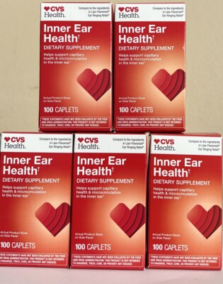 5 Pack Inner Ear Health 5x100=500 caplets Ear Ringing  EXP 4/2026