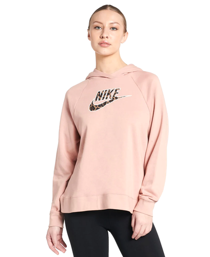 

Женская флисовая худи Nike Rose Whisper, Rose whisper/animal print/white