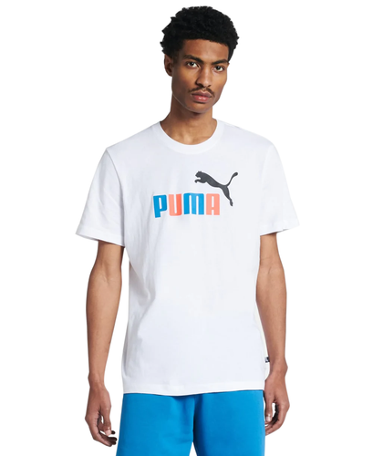 

Мужская футболка Puma White ESS 2 Col с логотипом, White/blue/coral
