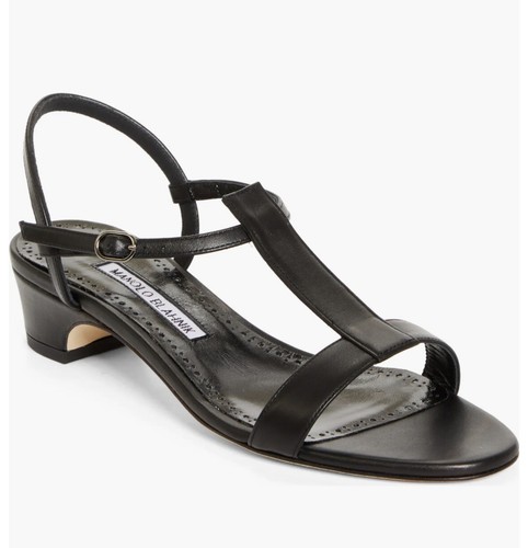サンダル・ミュール MANOLO BLAHNIK Women Sandals 3232506 0003 Black Manolo Blahnik - Khiko Black Nappa Leather Peep Toe Sandal, 90mm