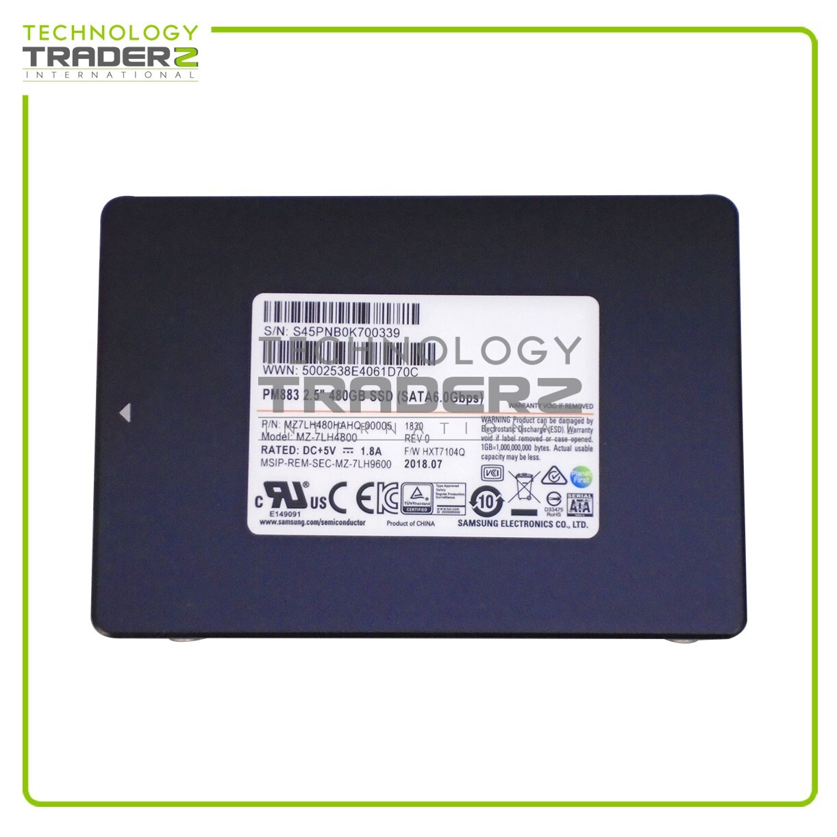 MZ7LH480HAHQ-00005 Samsung PM883 480GB TLC SATA 6Gbps 2.5