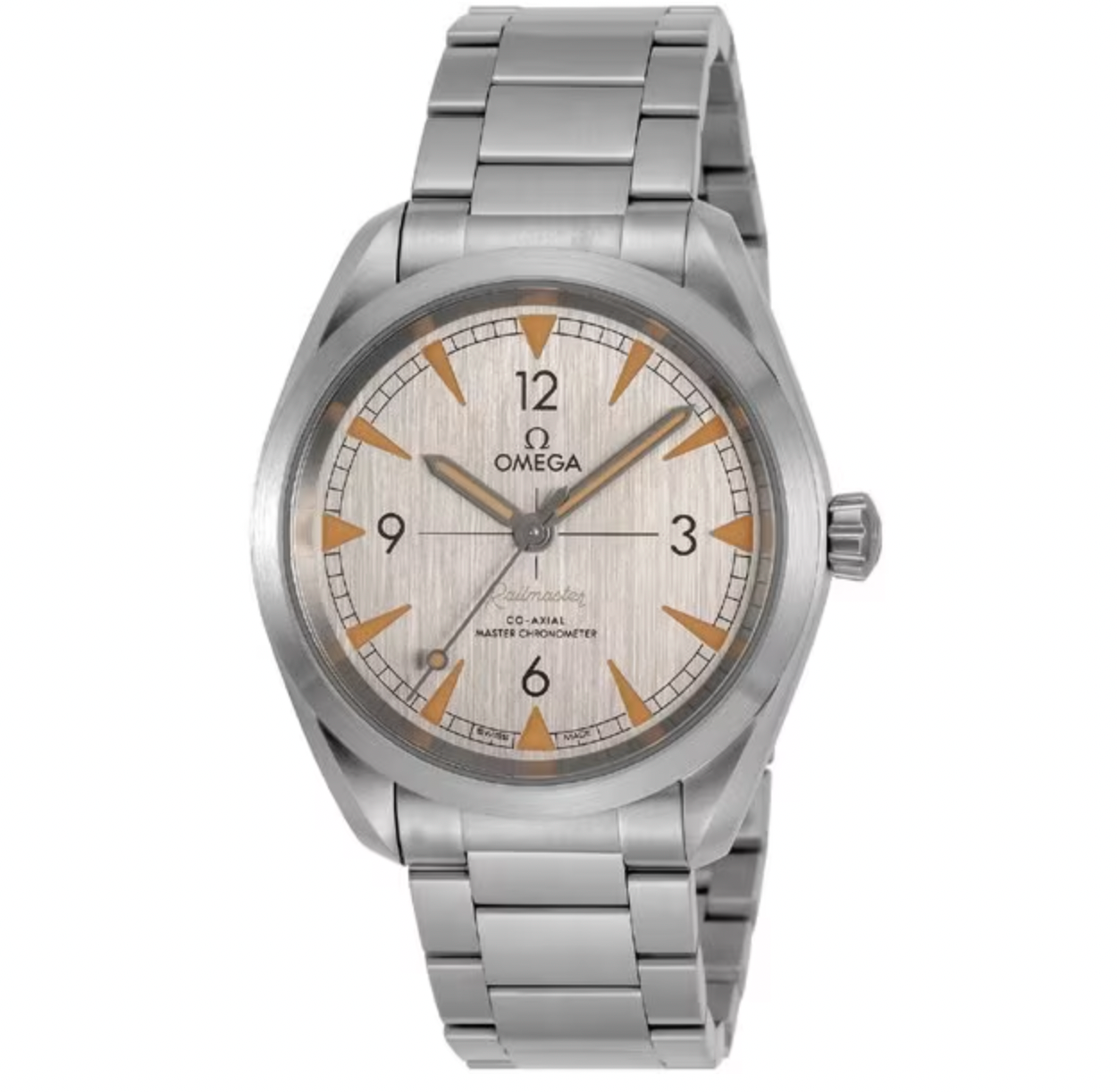 Pre-owned Omega Railmaster Co-axial 220.10.40.20.06.001 Silver Sapphire Men's Watch