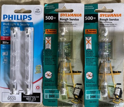 4 - Philips/Sylvania 500w Work & Security Lights, T3, RSC Base