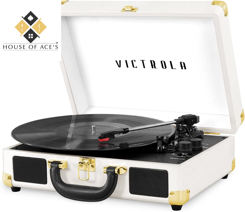 Victrola Vintage 3-Speed Bluetooth Portable Suitcase Record Player with Built-I
