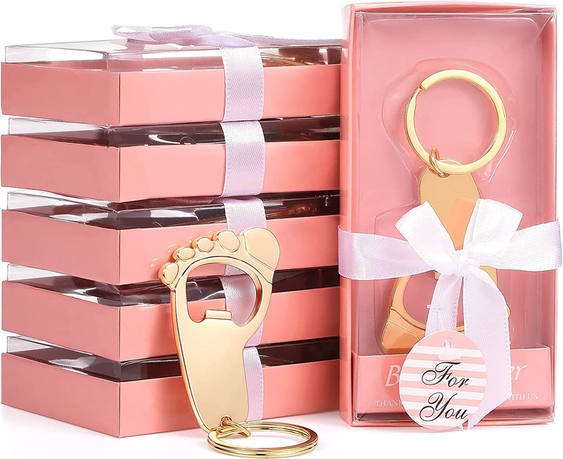 50 Pieces Bottle Opener Baby Shower Favors for Guests Footprint Keychain Shaped